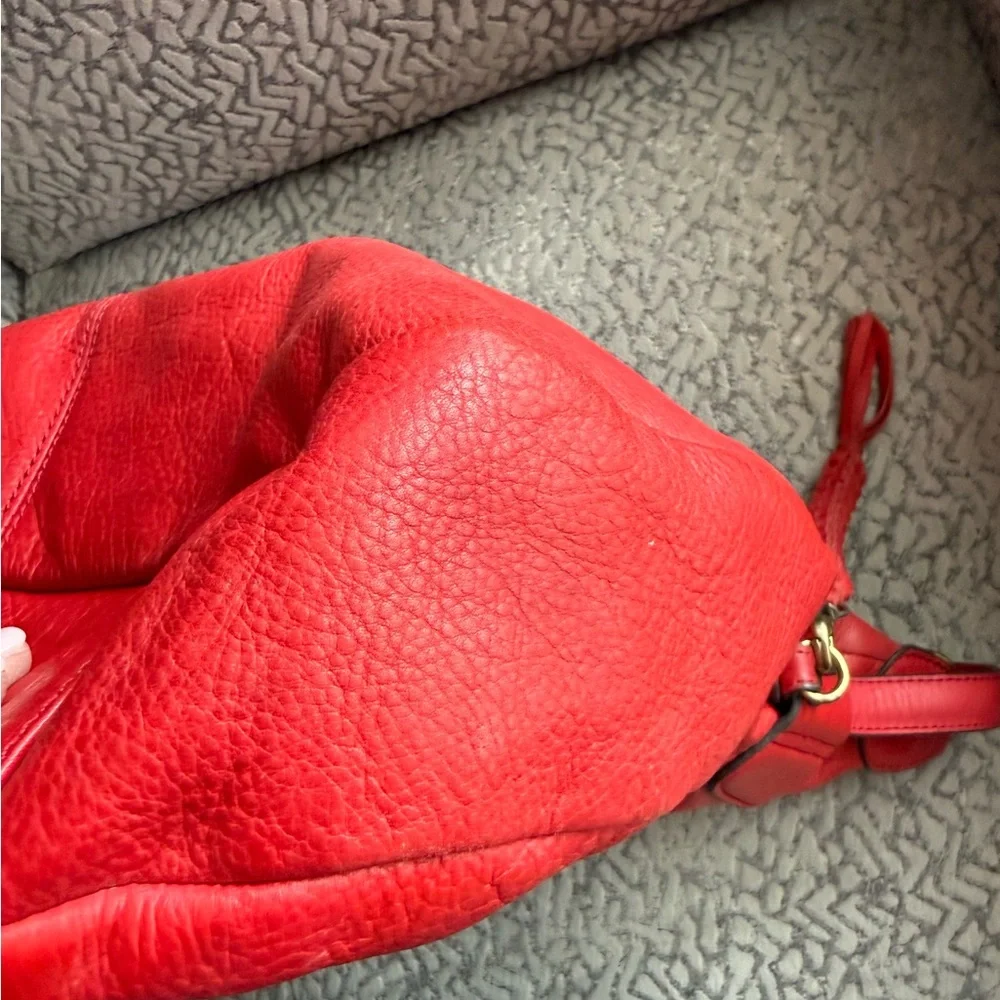 Lucky Brand Y2K Vintage Red Leather Slouchy Hobo Bag